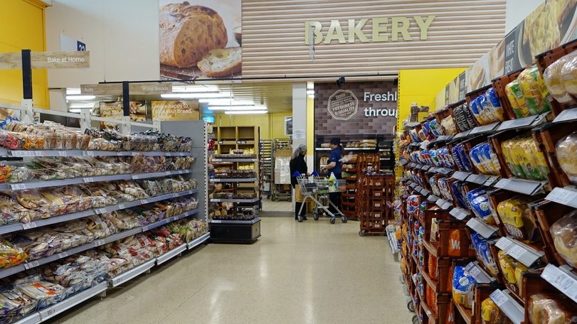 Bakery aisle in supermarket